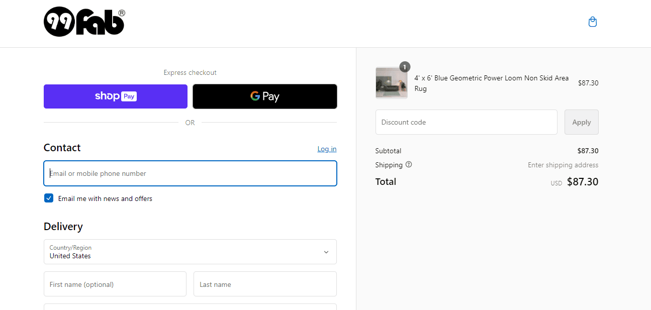 How to apply 99fab coupon code